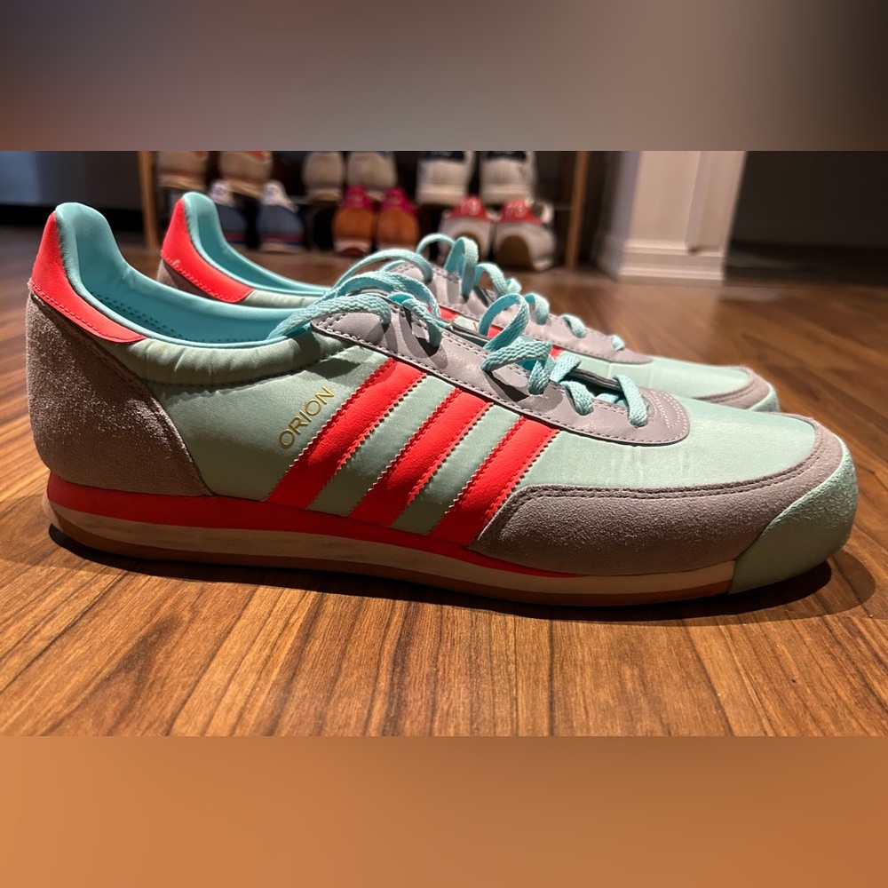 Adidas Orion Sneakers in Gray, Red, and Teal